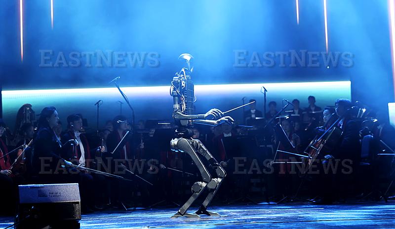 NANCHANG, CHINA - DECEMBER 28: AI robot works as a music conductor during 2026 Jiangxi new year concert on December 28, 